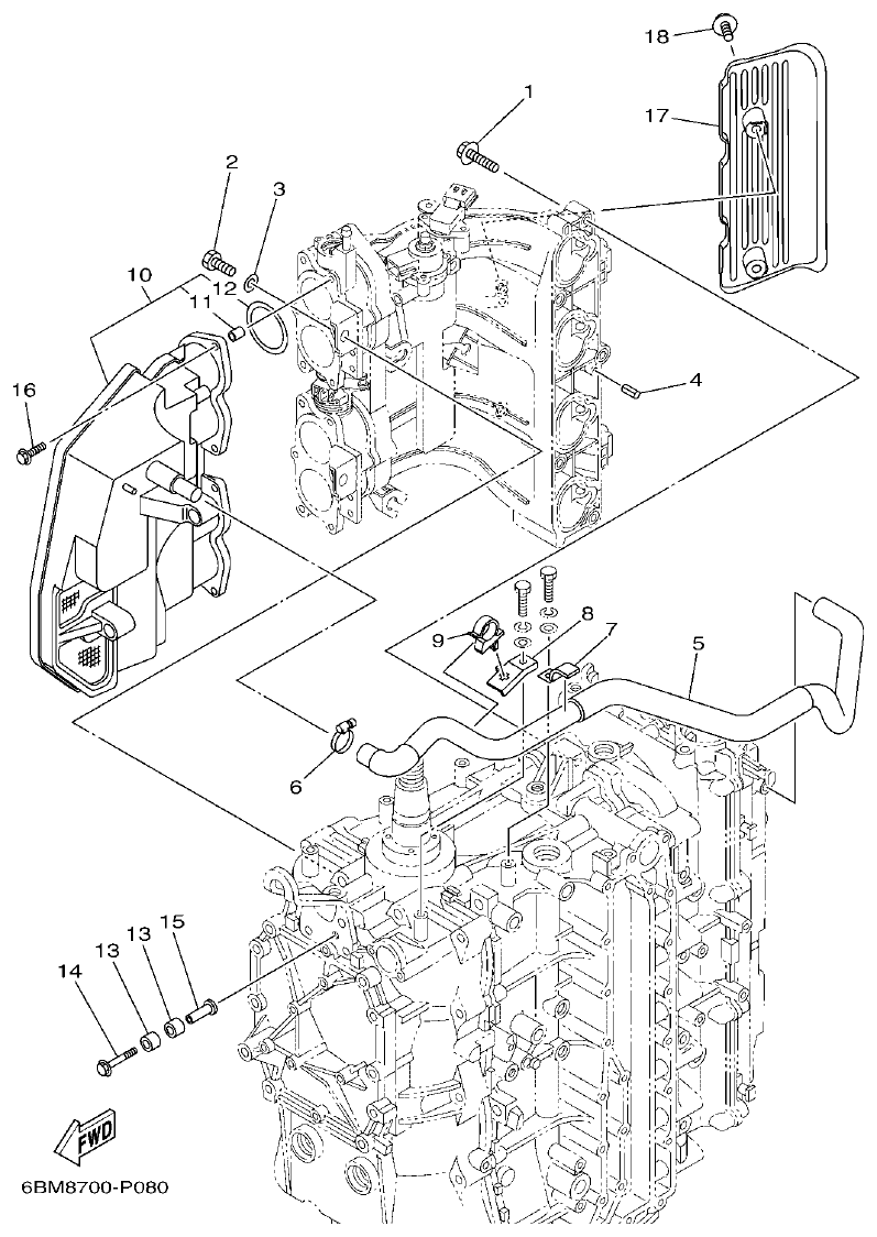 Yamaha F150FET, FL150FET INTAKE 1 parts diagram